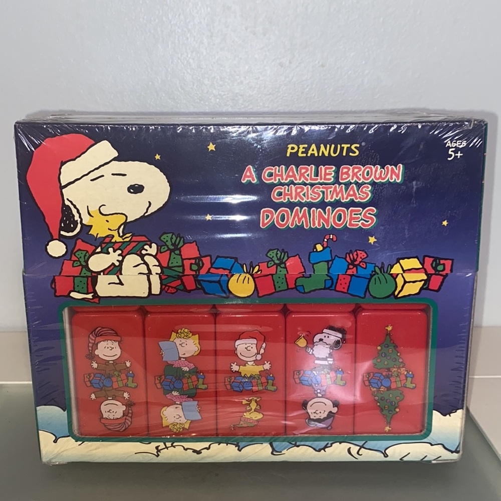 Peanuts Charlie Brown Christmas Dominoes Game 28 Super Sized Pcs-New Sealed Box
